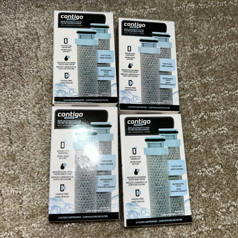 Lot of 4 Contigo Wells Water Bottle Replacement Filter  2-Pack 1217724